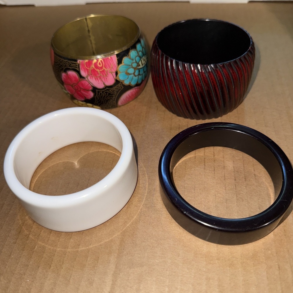 Lot 4 Bangle Bracelets Boho Tribal Plain Chunky Retro